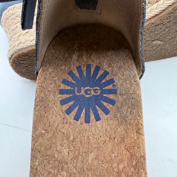 UGG Trina Navy Blue Espadrille Wedge Sandals Knotted Ankle Tie 1011181 Womens 7 - Picture 8 of 10